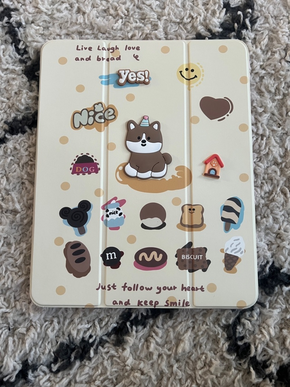 New iPad Pro 13 Tablet Case - Cream with Brown Accents